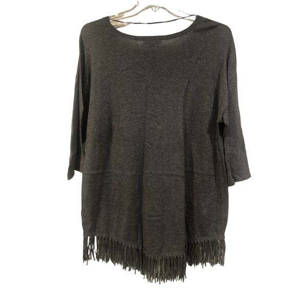 NWT INC International‎ Concepts Plus Size Macys Womens New Grey Fringe Sweater - Picture 2 of 6
